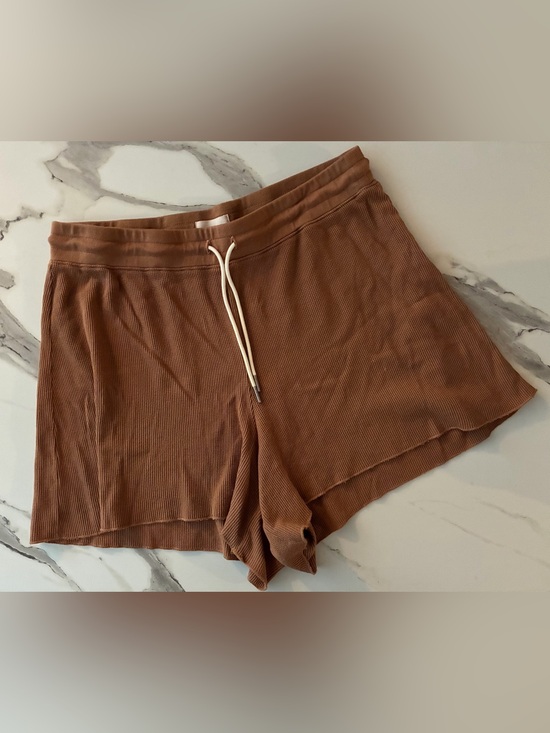 MATE the Label Pants - MATE the Label Waffle-Knit (XL) Shorts High-Waist Drawstring Brown Caramel